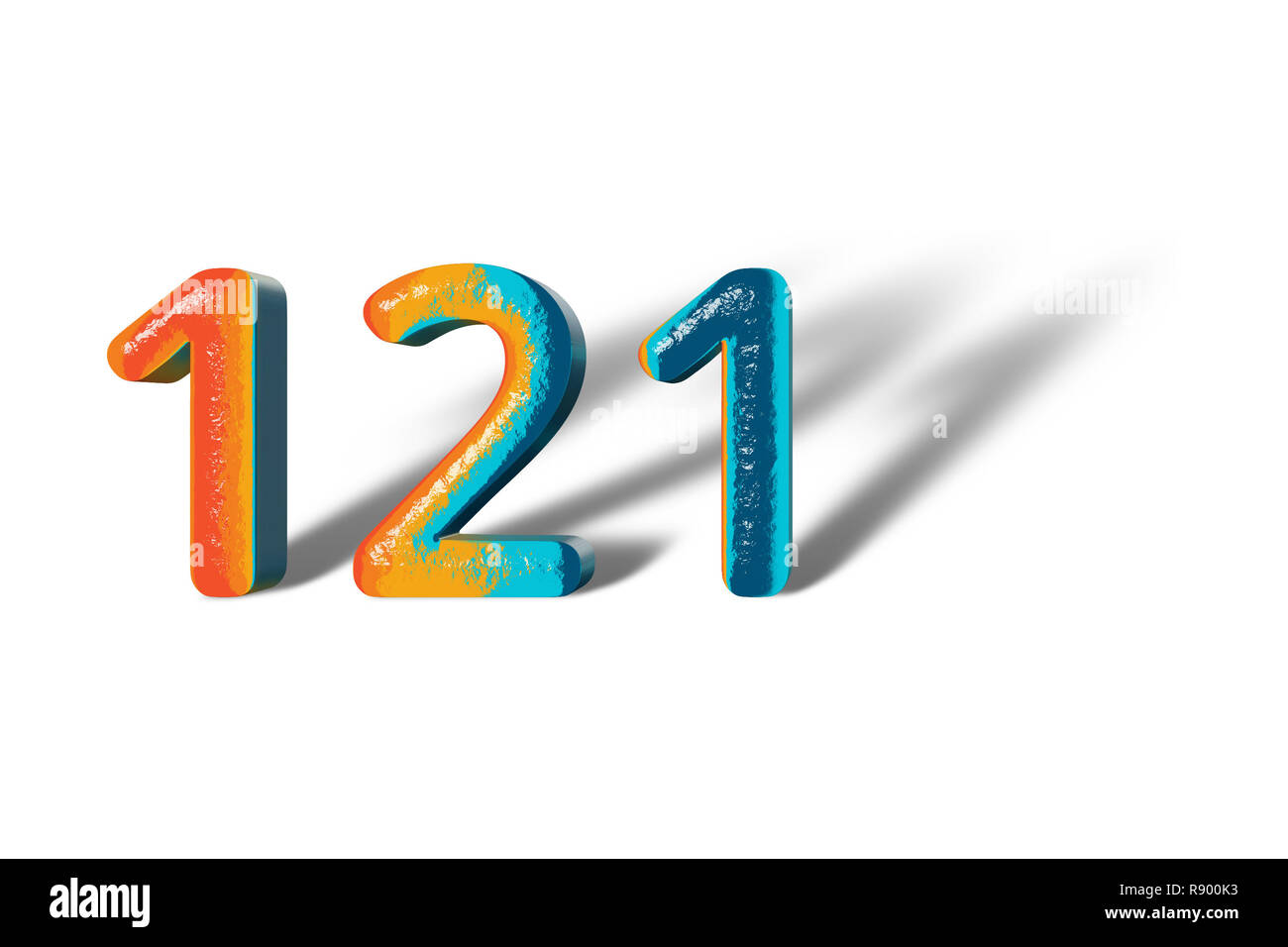 3d number 121 one hundred twenty one lively colours stock photo alamy