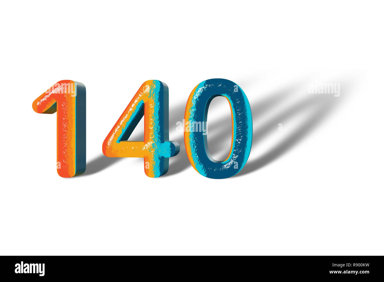 3D Number 140 one hundred forty lively colours Stock Photo - Alamy