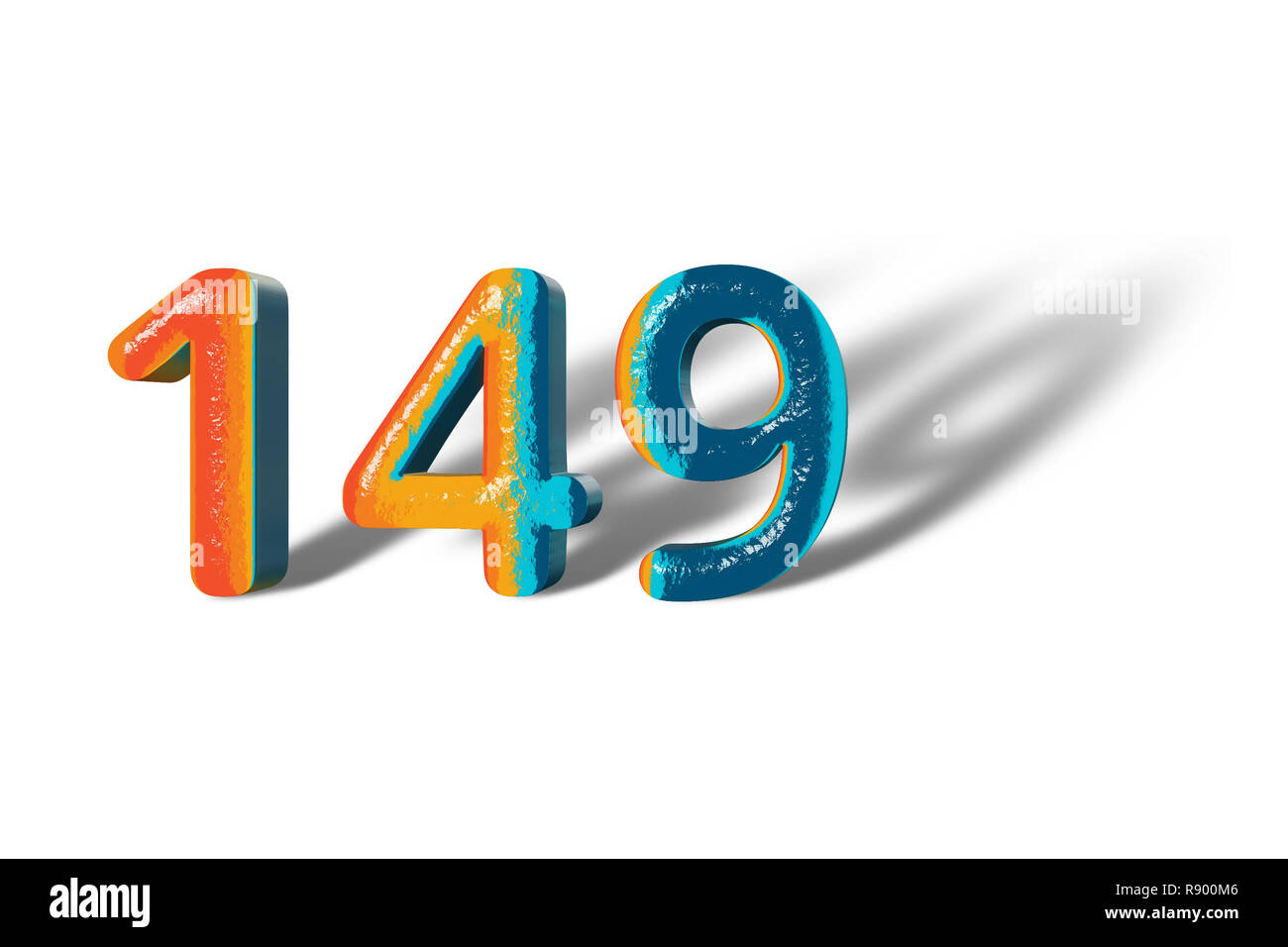 3D Number 149 one hundred forty nine lively colours Stock