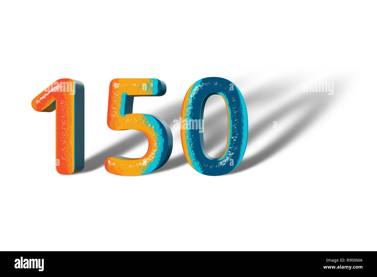 3D Number 150 one hundred fifty lively colours Stock Photo