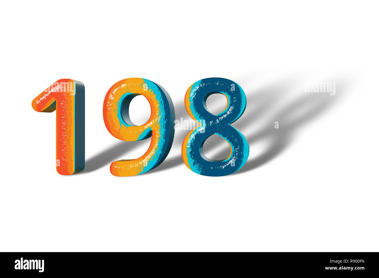 3D Number 198 one hundred ninety eight lively colours Stock Photo - Alamy