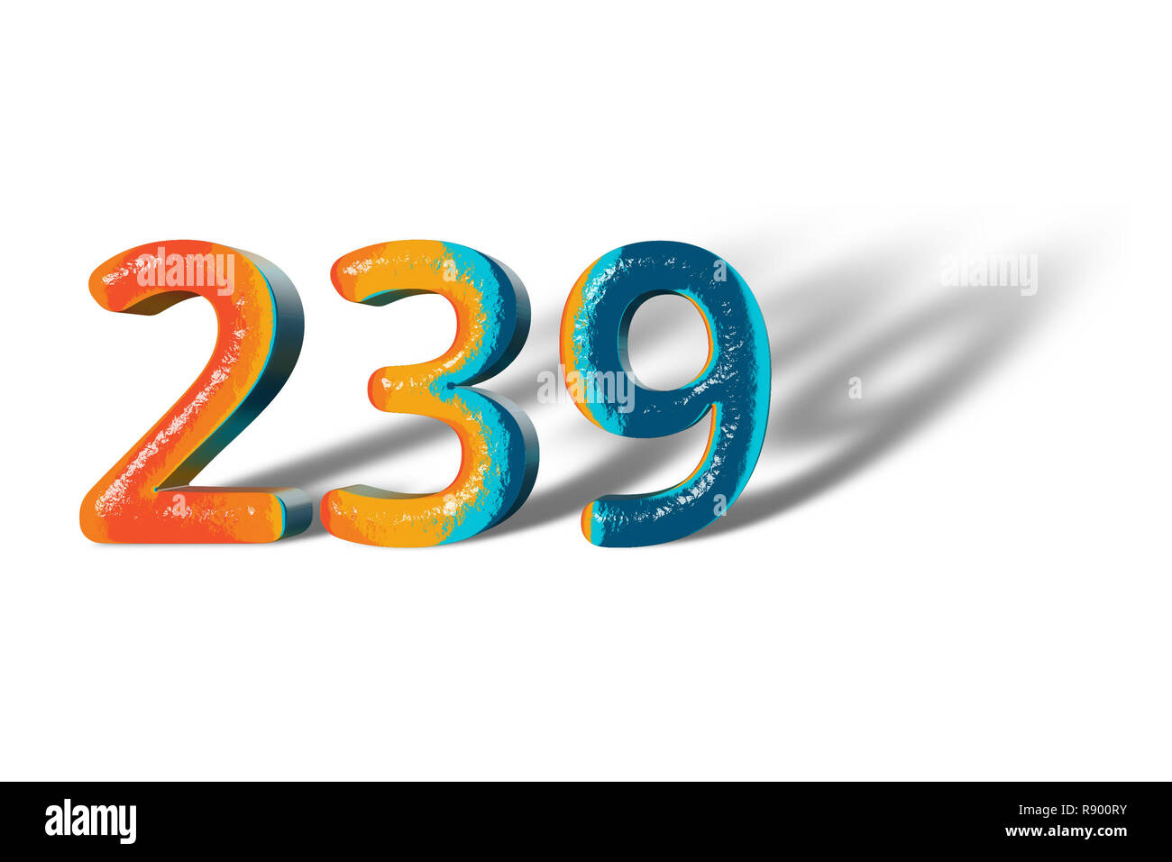 3D Number 239 two hundred thirty nine lively colours Stock Photo