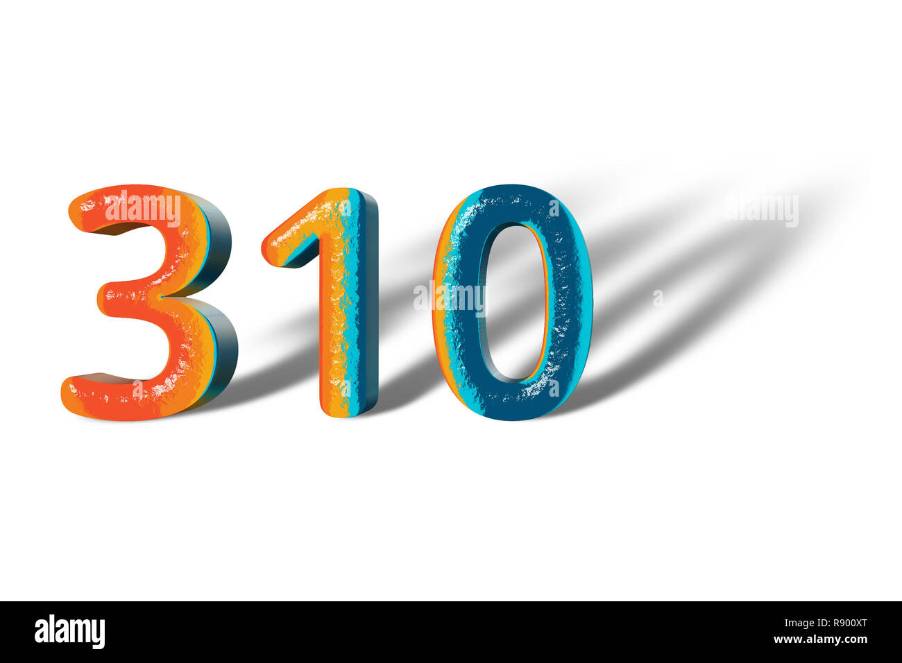 3D Number 310 three hundred eighteen lively colours Stock Photo - Alamy