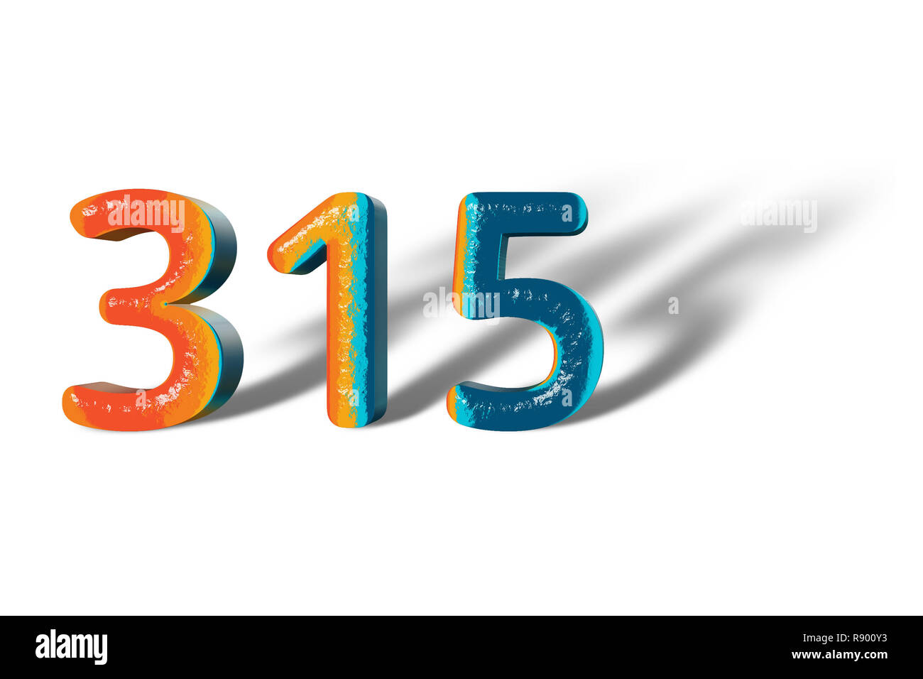 3D Number 315 three hundred fifteen lively colours Stock Photo Alamy