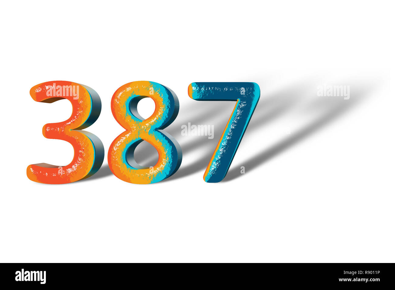 3D Number 387 three hundred eighty seven lively colours Stock Photo - Alamy