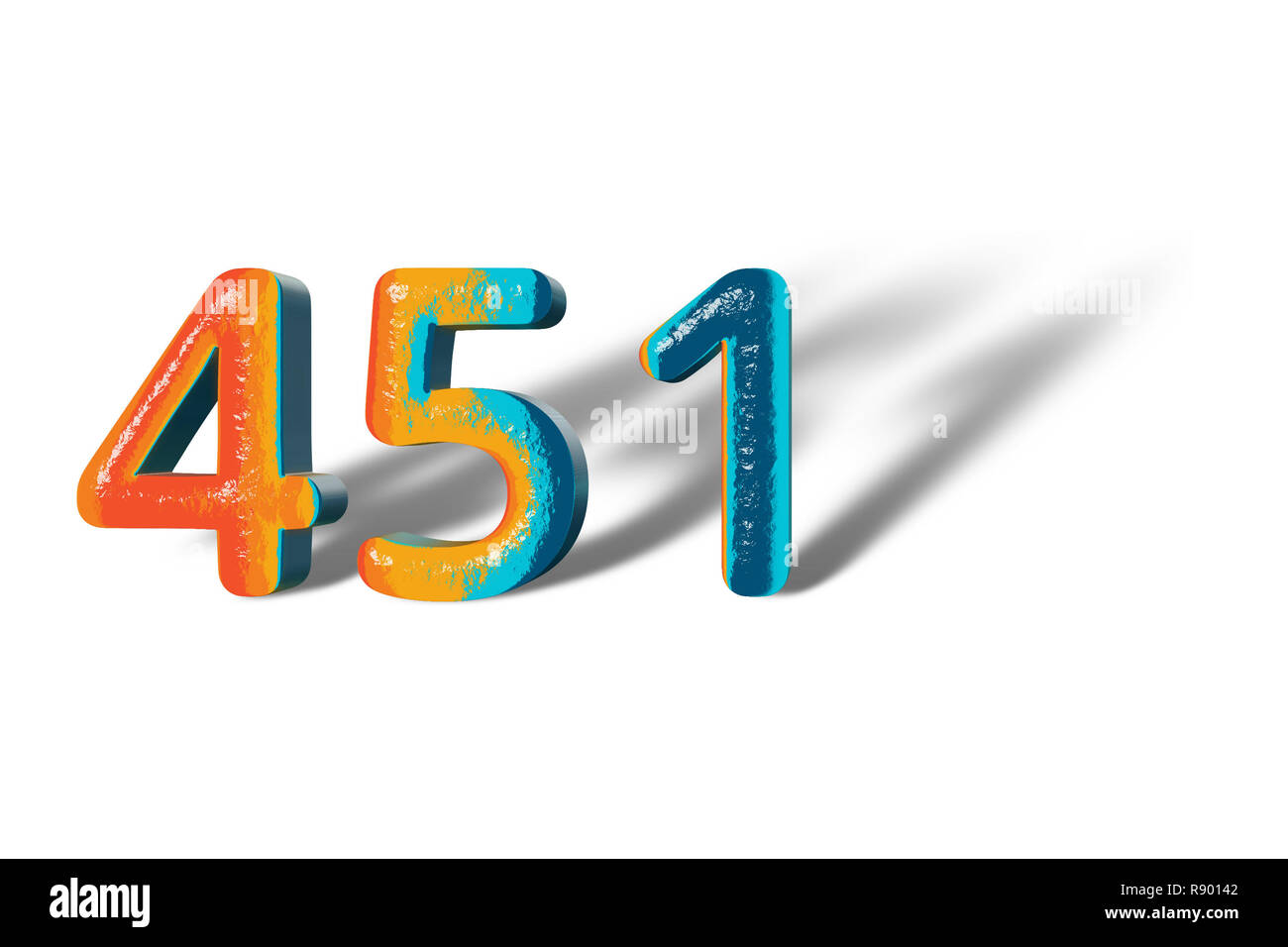 3D Number 451 four hundred fifty one lively colours Stock Photo - Alamy