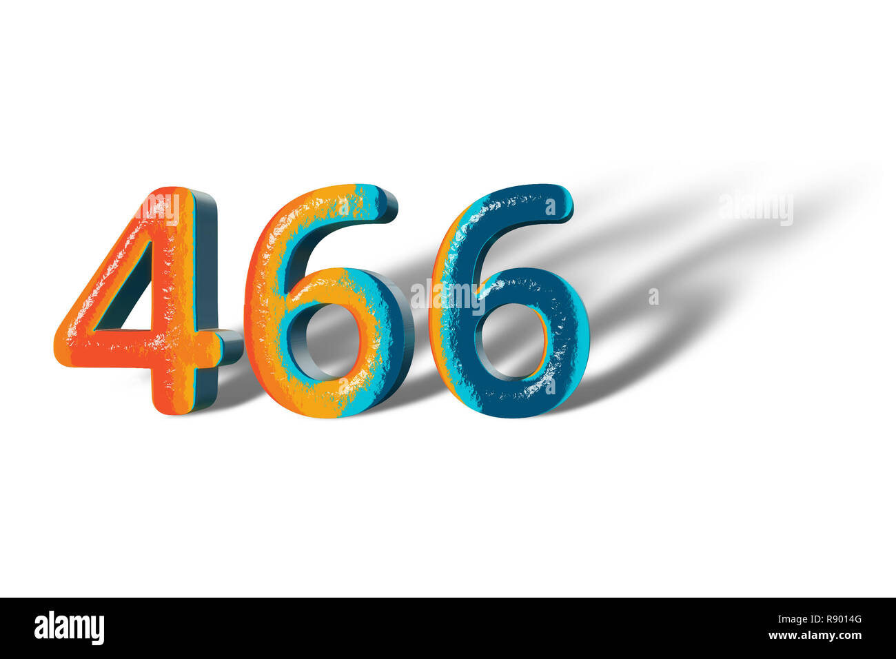 3D Number 466 four hundred sixty six lively colours Stock