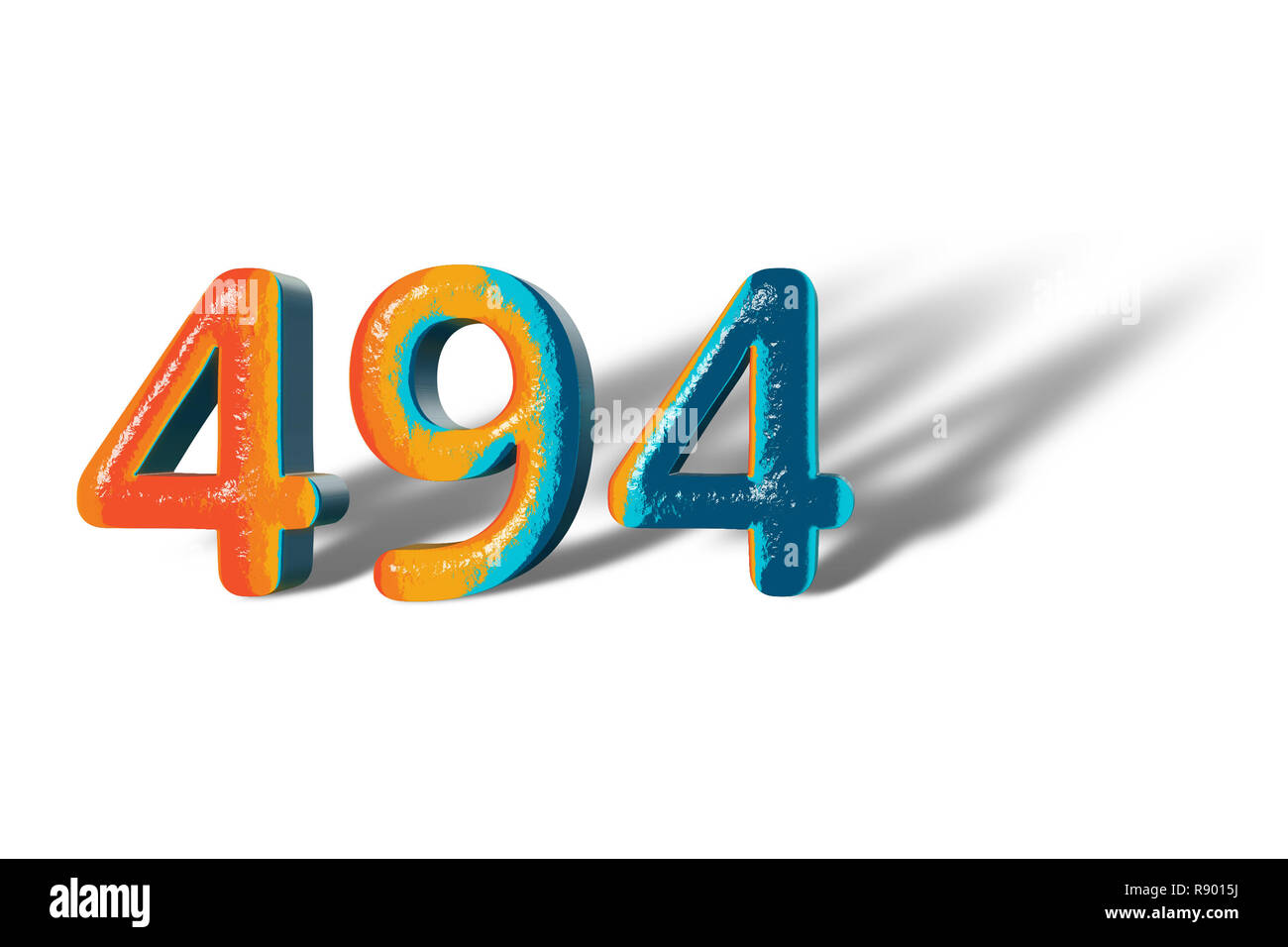 3D Number 494 four hundred ninety four lively colours Stock