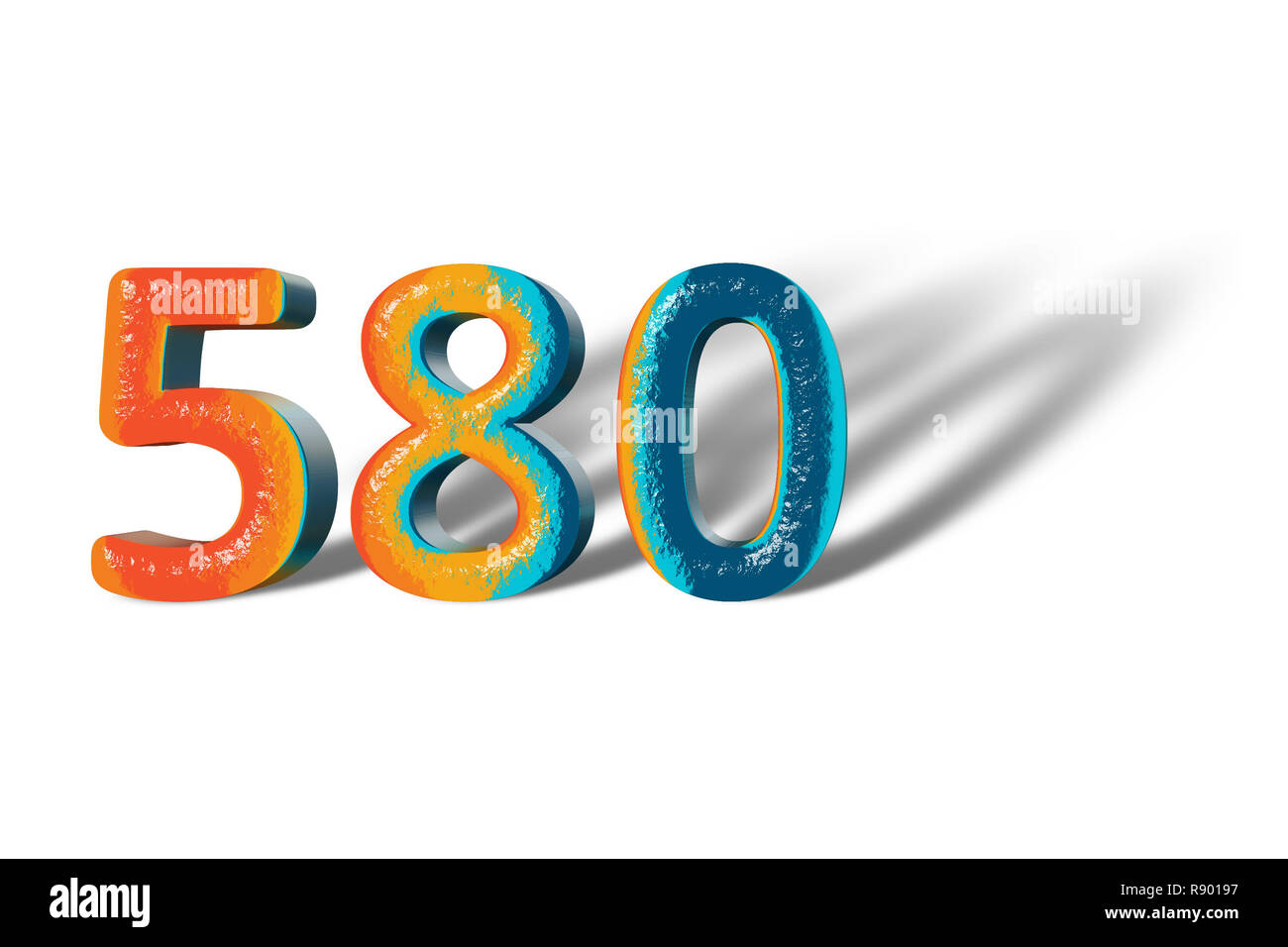 3D Number 580 five hundred eighty lively colours Stock Photo - Alamy