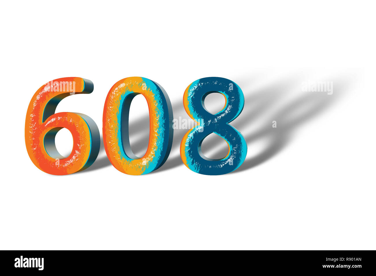 3D Number 608 six hundred eight lively colours Stock Photo - Alamy
