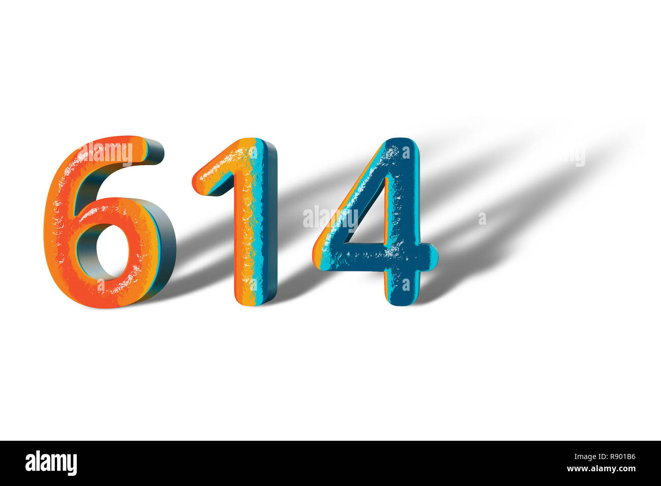 3D Number 614 six hundred fourteen lively colours Stock Photo Alamy