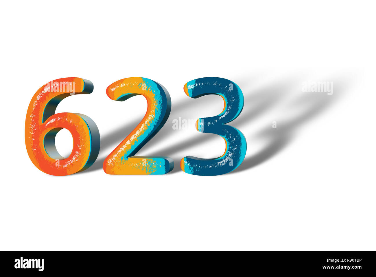 3D Number 623 six hundred twenty three lively colours Stock Photo Alamy