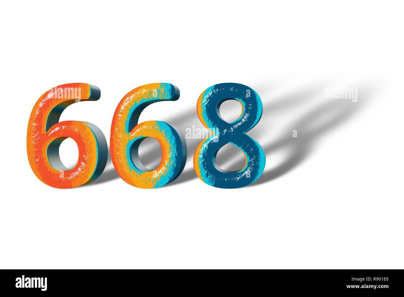 3D Number 668 six hundred sixty eight lively colours Stock Photo - Alamy