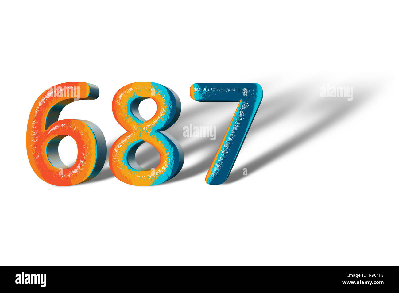 3D Number 687 six hundred eighty seven lively colours Stock Photo Alamy