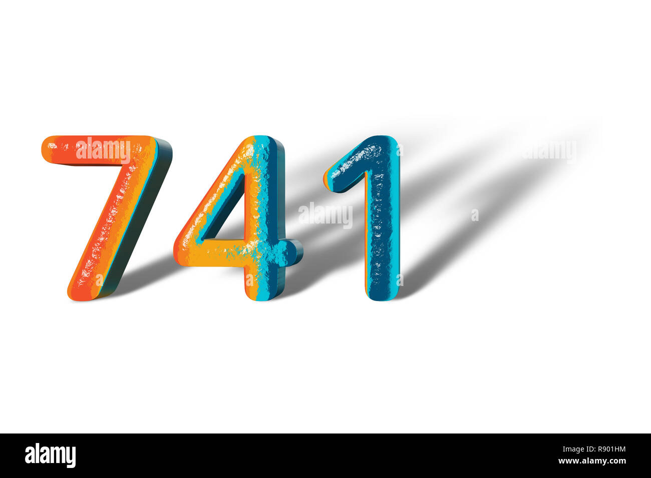 ★ Numbering★ 7411 N24SR04 3D Number 741 forty seven hundred one lively colours Stock