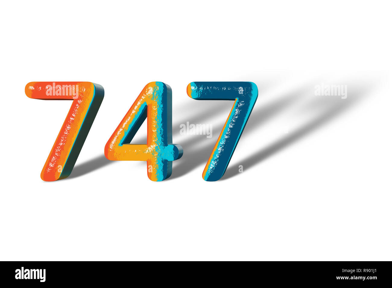 3D Number 747 seven hundred forty seven lively colours Stock Photo - Alamy