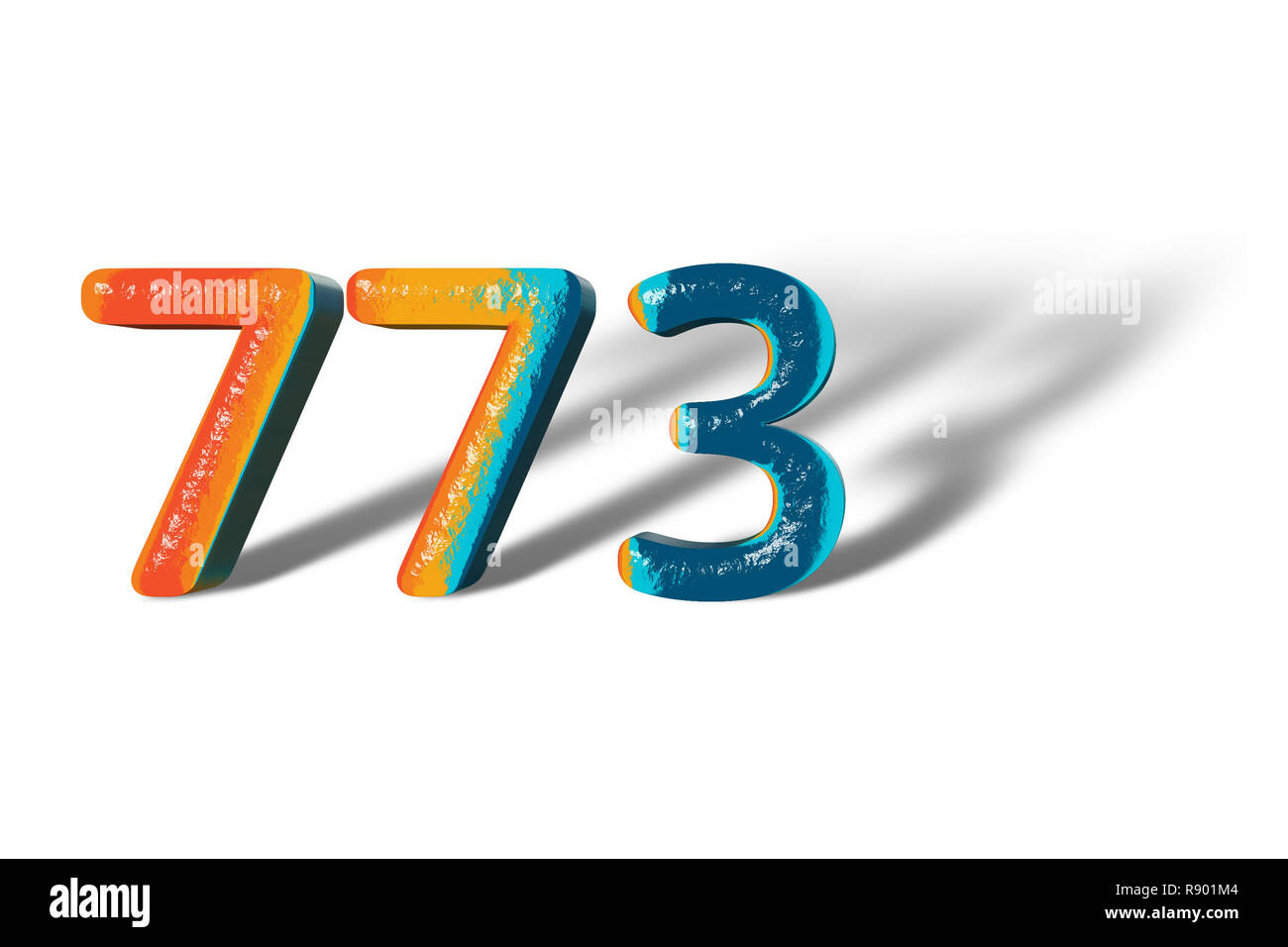 3D Number 773 seven hundred seventy three lively colours Stock Photo