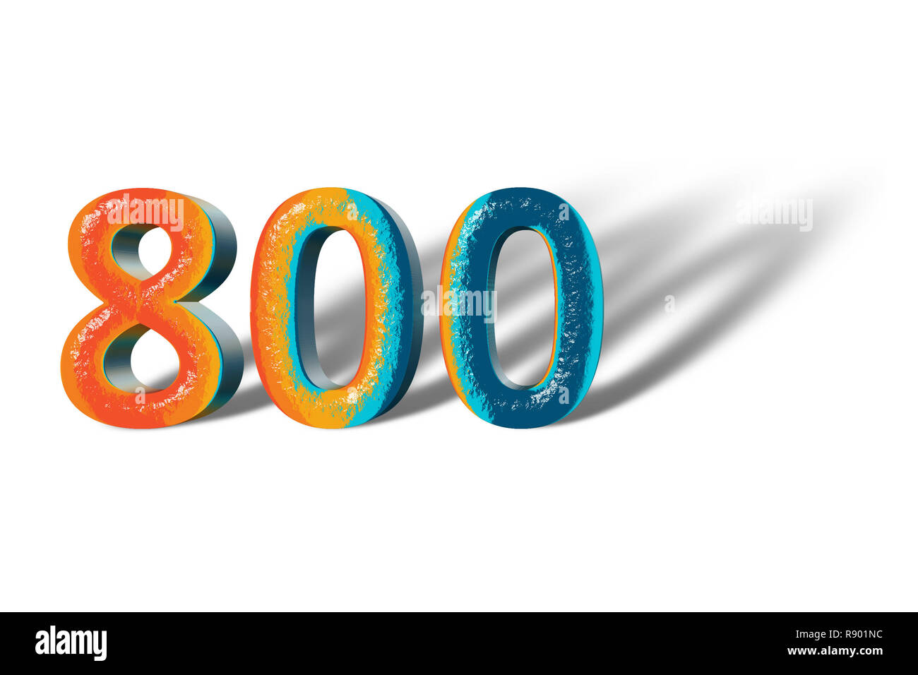 3d Number 800 Eight Hundred Lively Colours Stock Photo Alamy