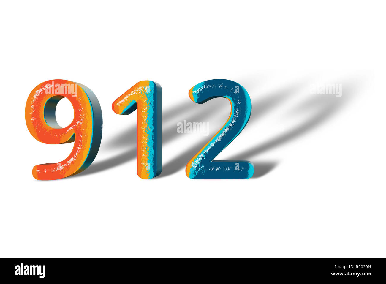 3D Number 912 nine hundred twelve lively colours Stock Photo - Alamy