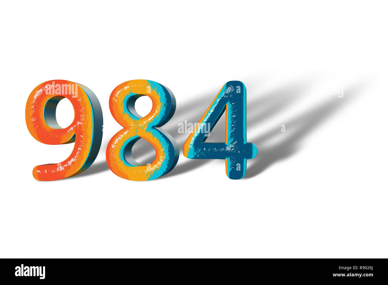 3D Number 984 nine hundred eighty four lively colours Stock Photo - Alamy