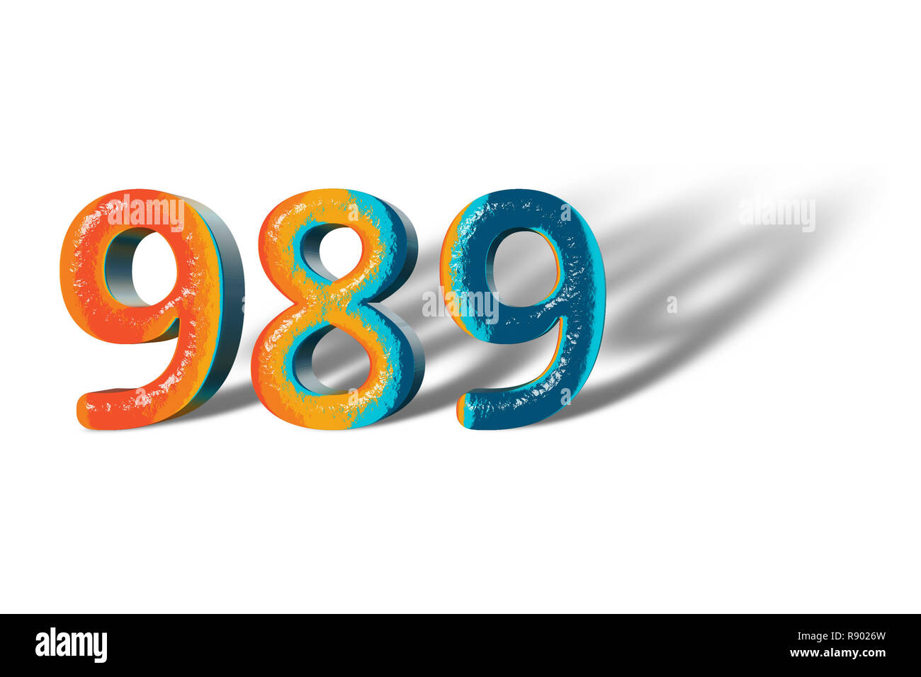 3D Number 989 nine hundred eighty nine lively colours Stock Photo - Alamy