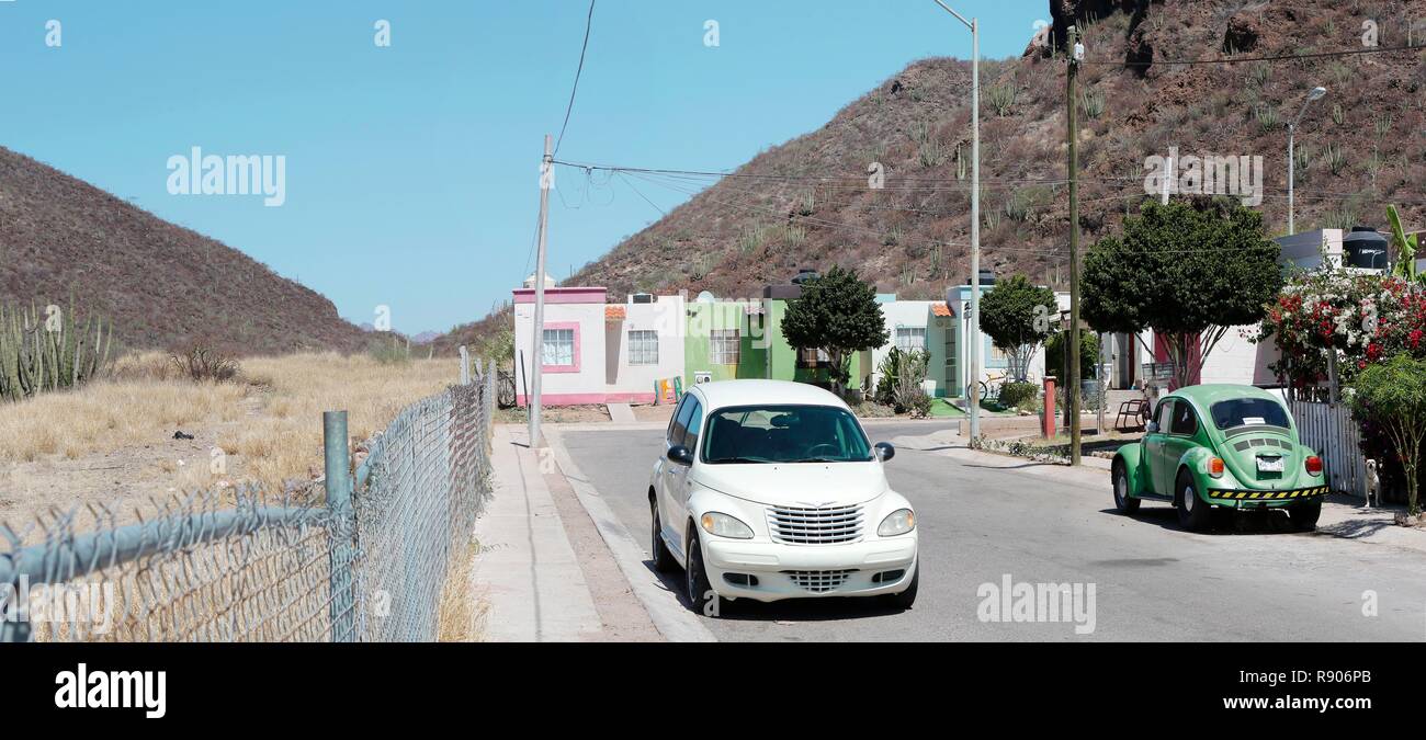 Mexico, Sonora, Guaymas, popular neighborhood on the edge of the desert Stock Photo