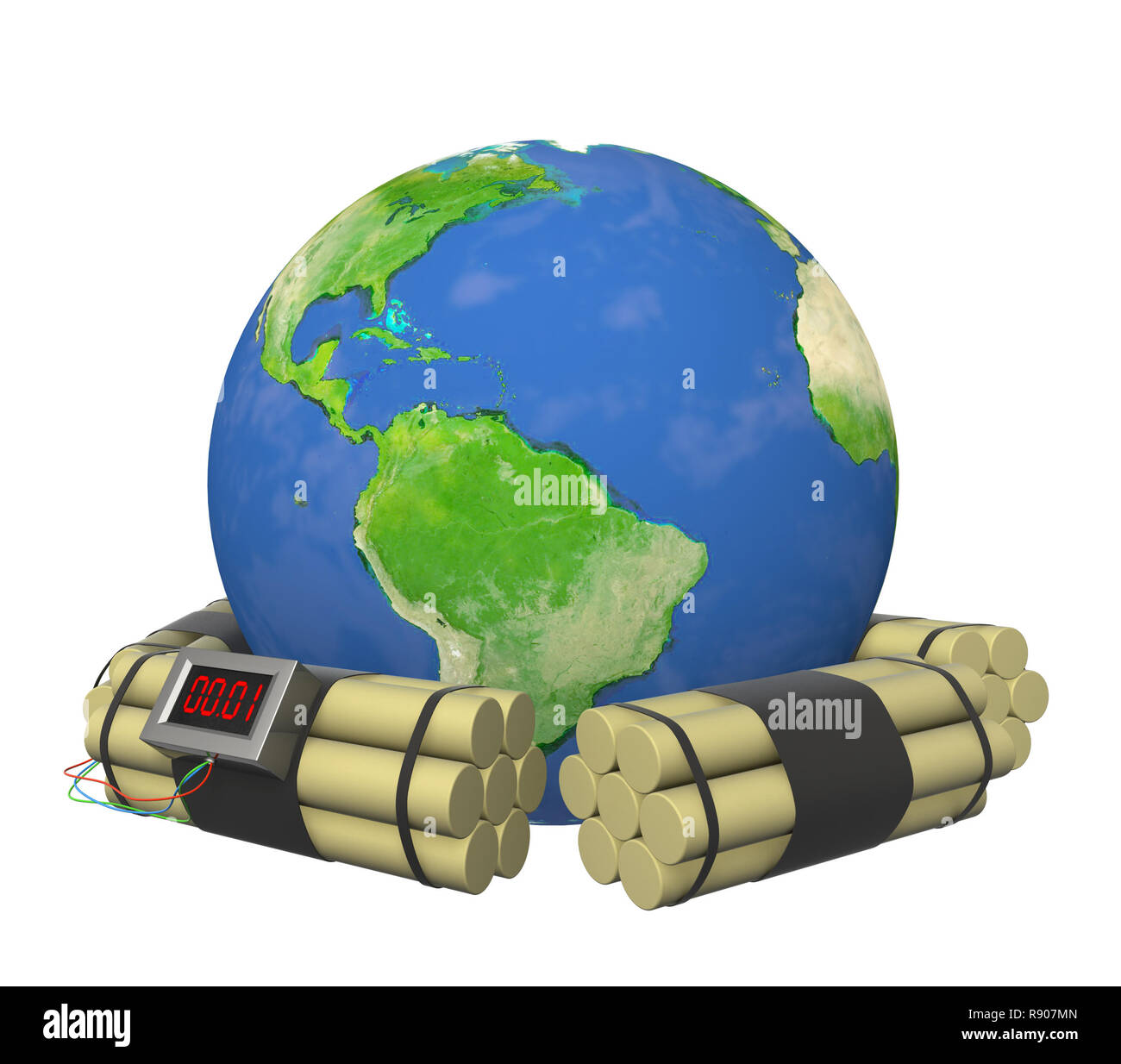Conceptual image - the Earth under threat of explosion Stock Photo