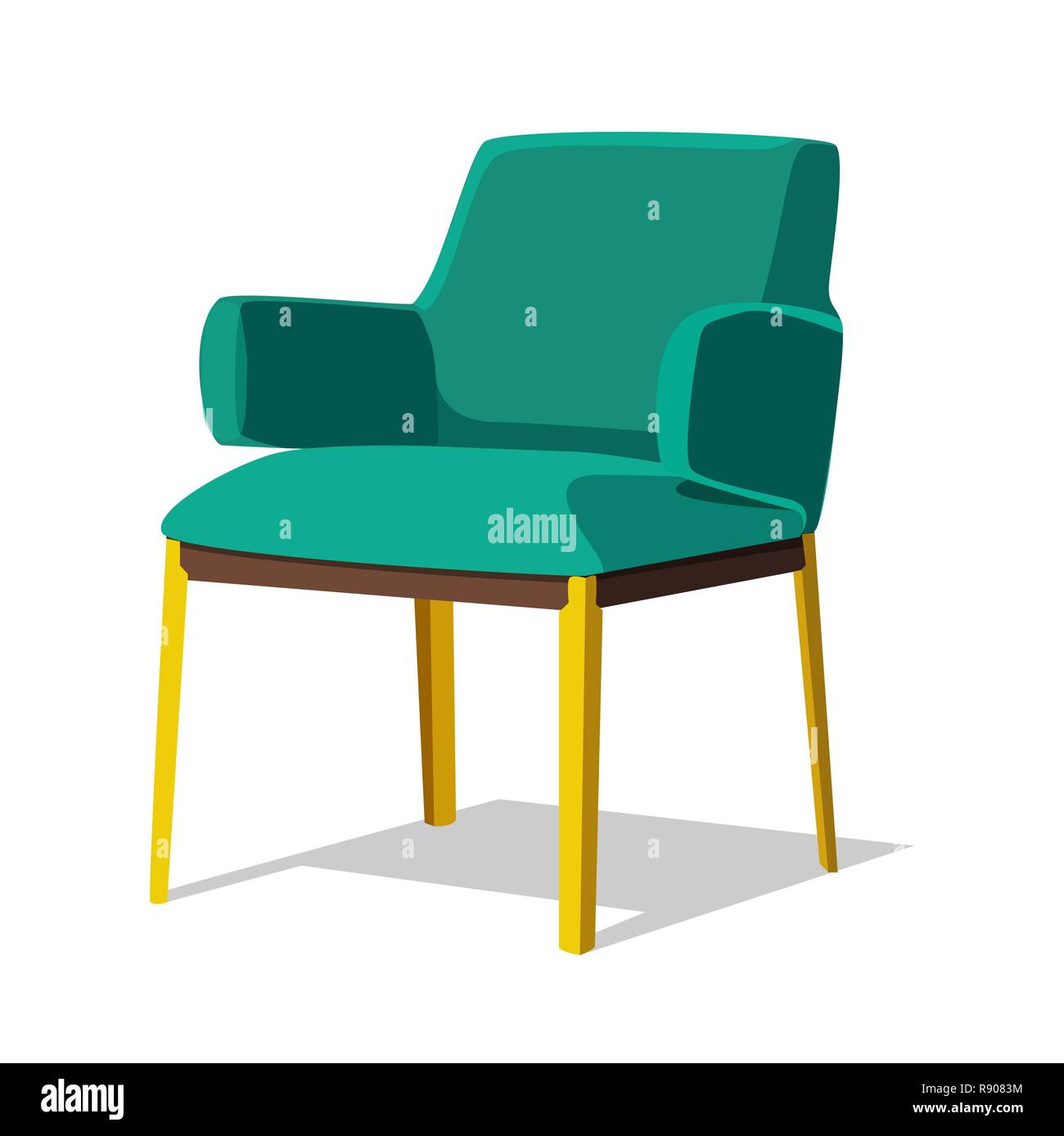 Modern green soft armchair with upholstery interior design element