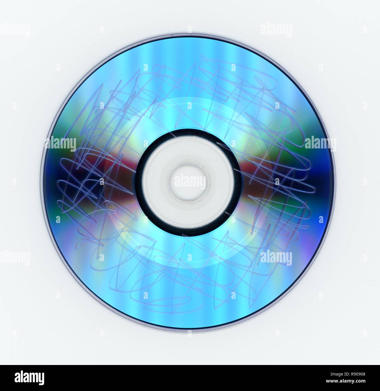 Scratched DVD. Multiple sessions are visible. Blue dye Stock Photo - Alamy