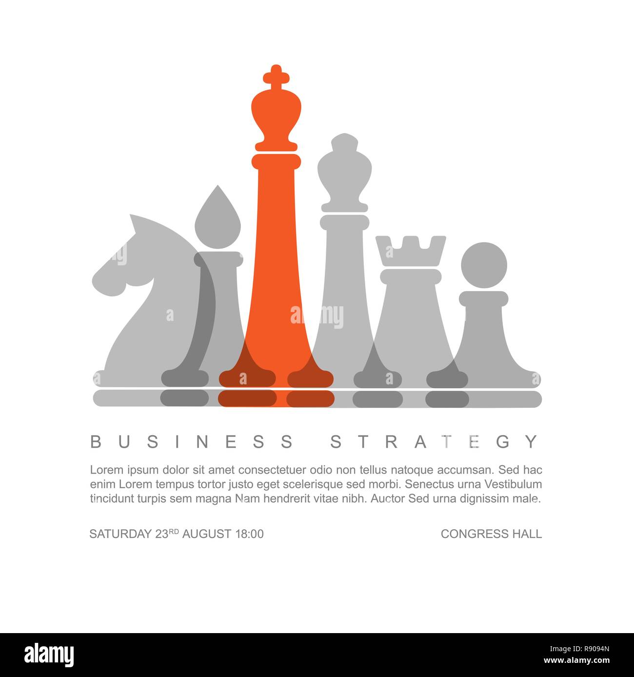 Vector business strategy concept template with chess figures Stock ...