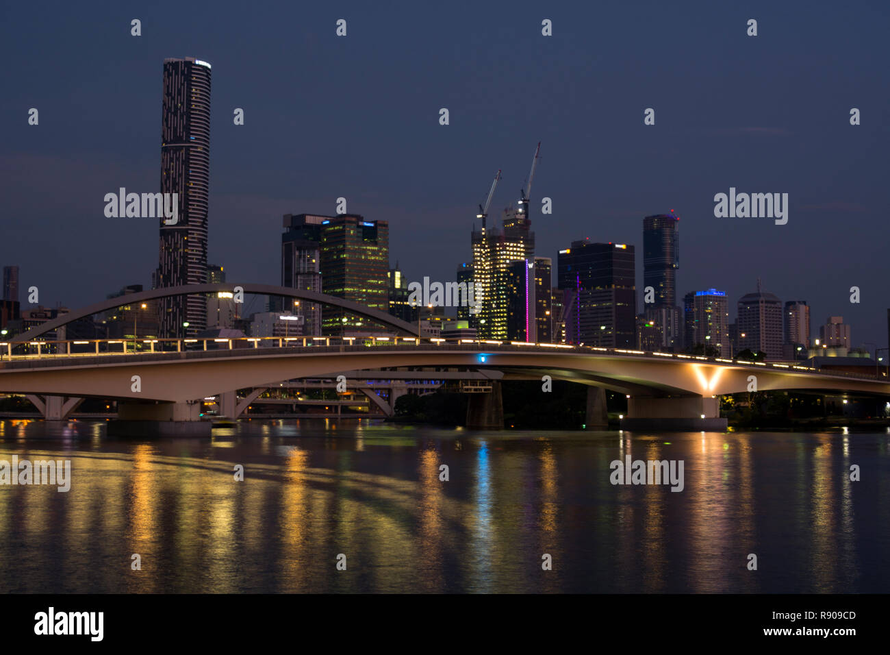 City centre and Go Between Bridge at night, Brisbane, Queensland, Australia Stock Photo