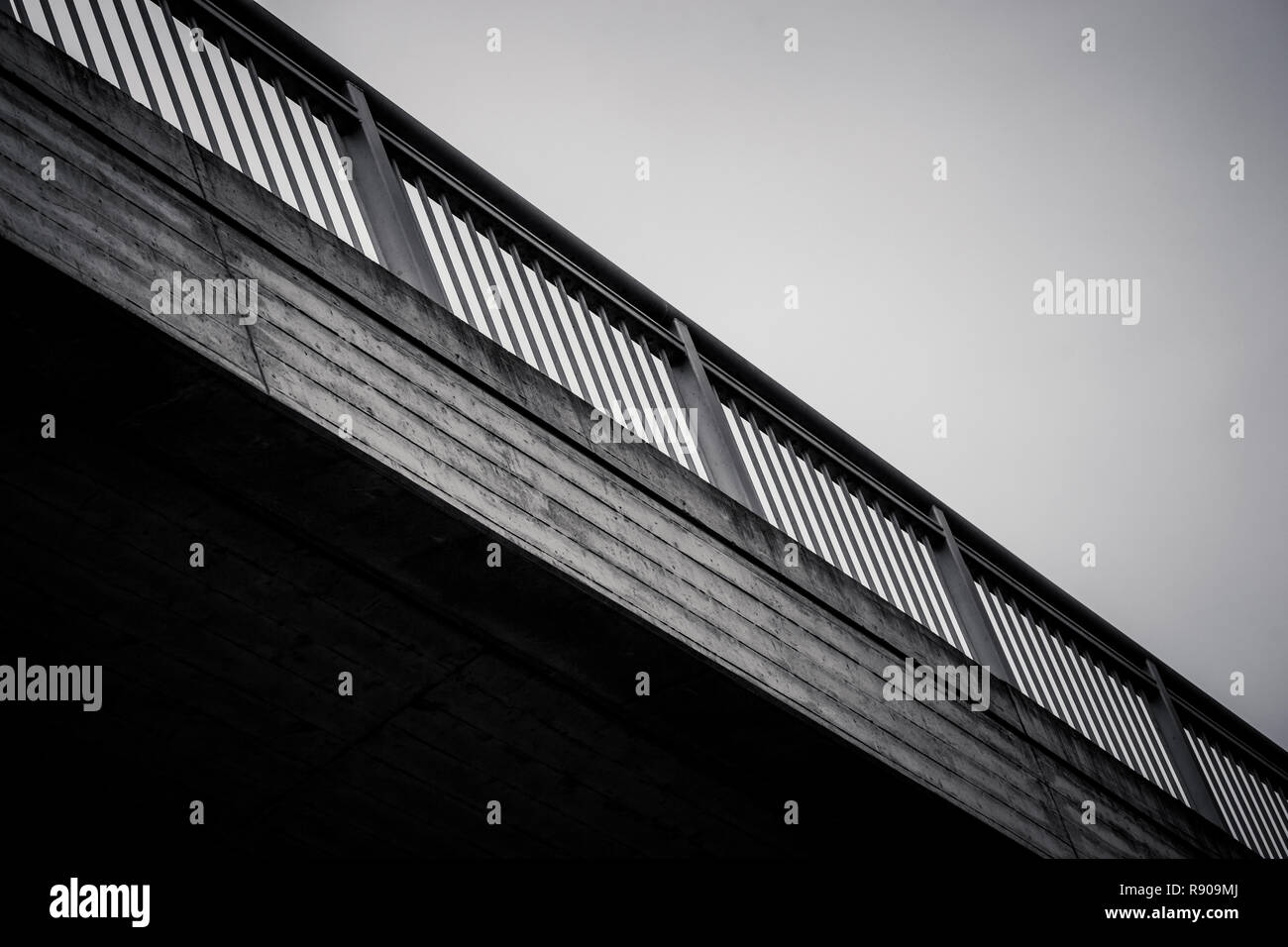 Bridge security railing in black and white Stock Photo