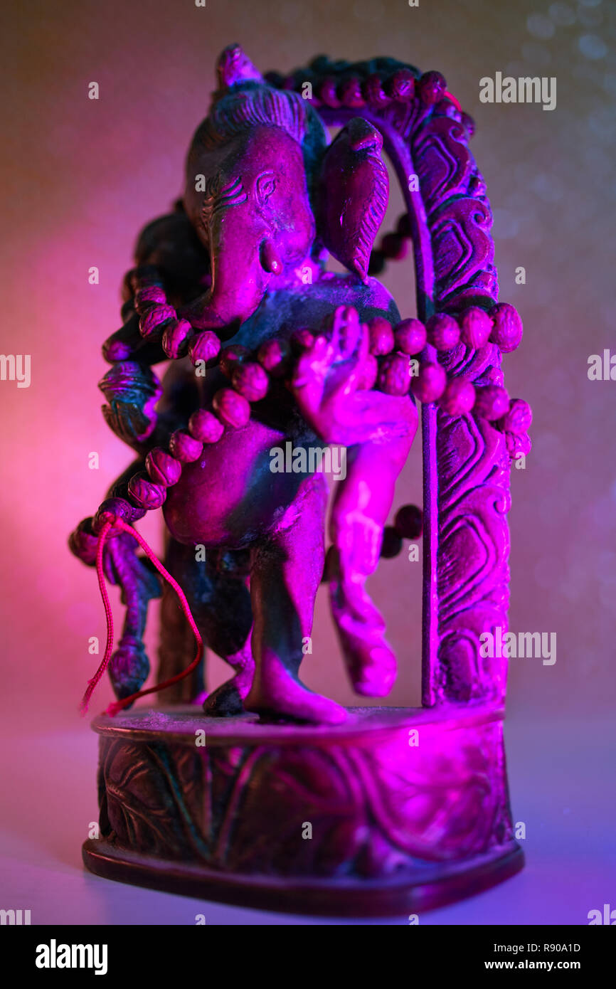 Ganesh Rudra Roop Hindu God - Lord Ganesha with rudraksha rosary in a colorful light ...