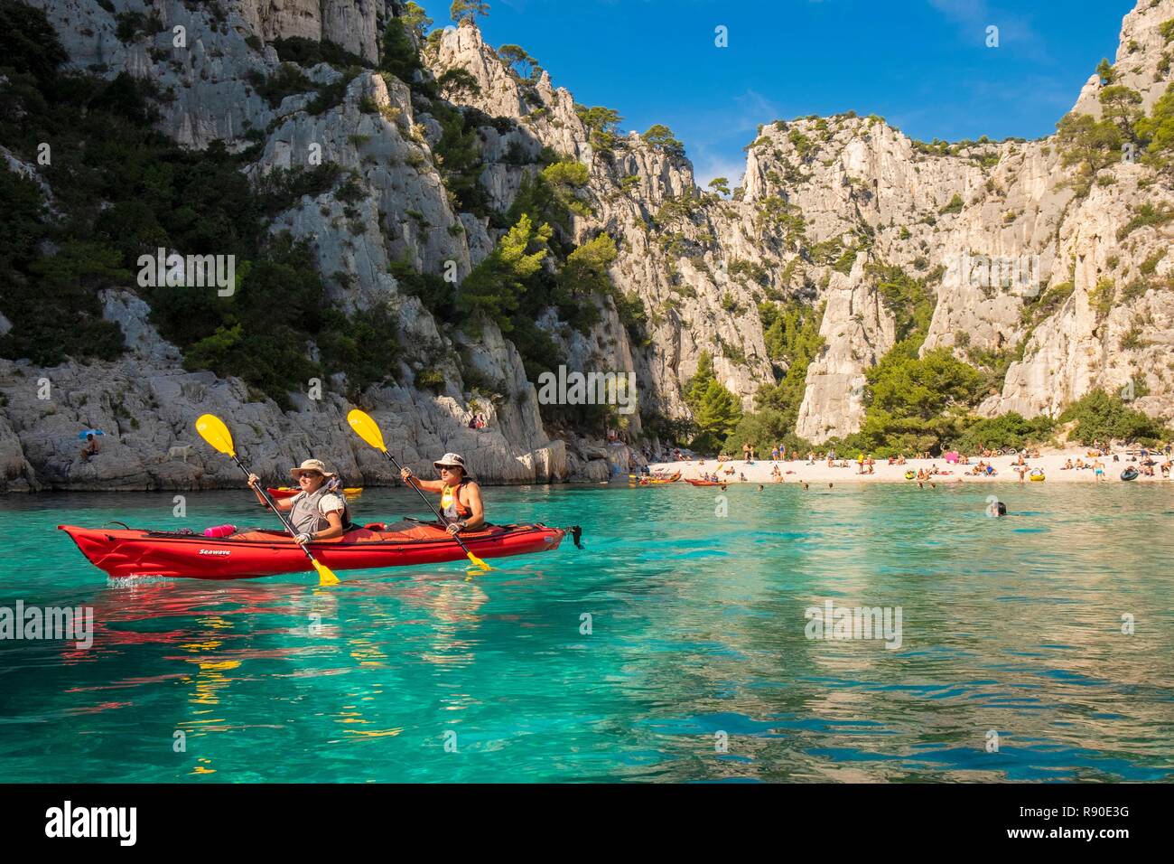 France, Bouches du Rhone, Marseille, the Calanque of En Vau, canoe trip,  Calanques National Park Stock Photo - Alamy