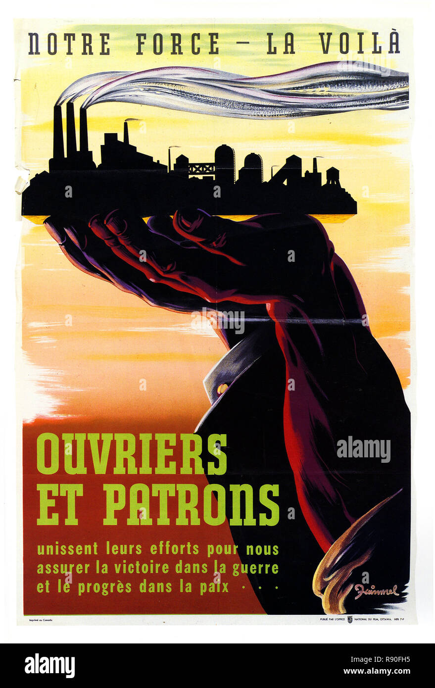 Notre Force La Voilà ! - Vintage French Collaboration Propaganda Poster Stock Photo
