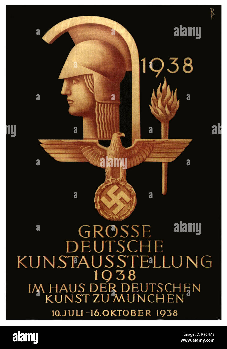 Great German Art Exhibit 1938 - Vintage German Nazi Propaganda Poster Stock Photo