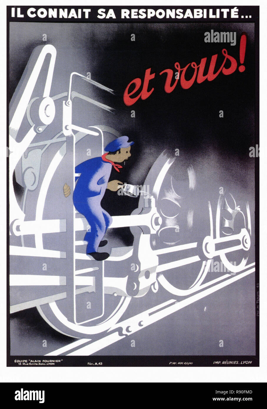 He Knows His Responsibility - Vintage French Collaboration Propaganda Poster Stock Photo