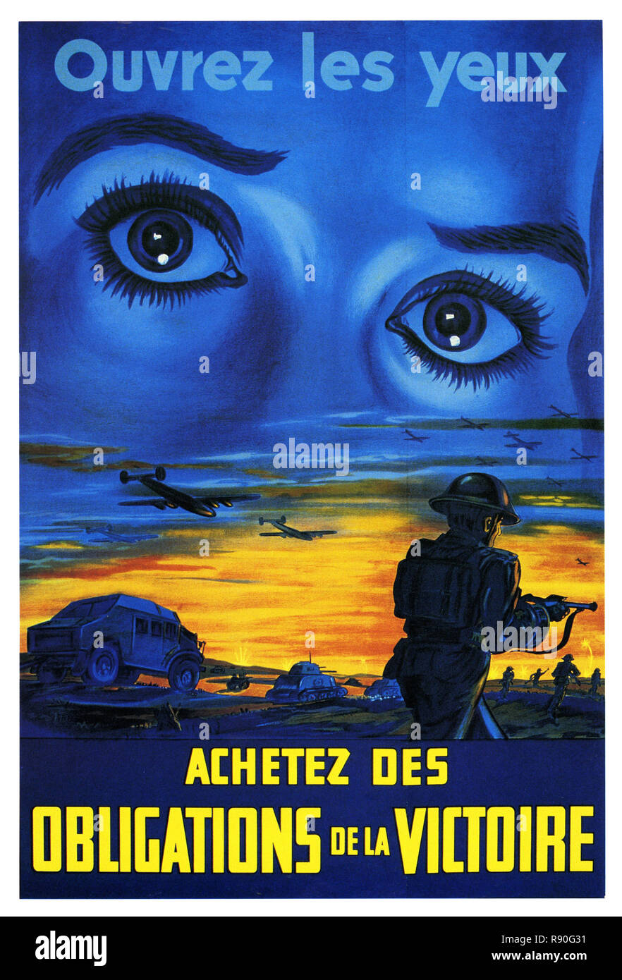 Ouvrez les Yeux - Vintage french Canadian Propaganda Poster Stock Photo -  Alamy