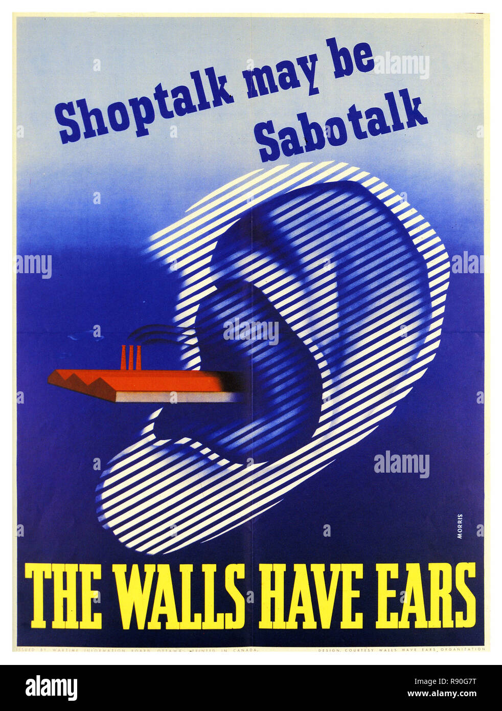 The Walls have Ears - Vintage U.S   Propaganda Poster Stock Photo