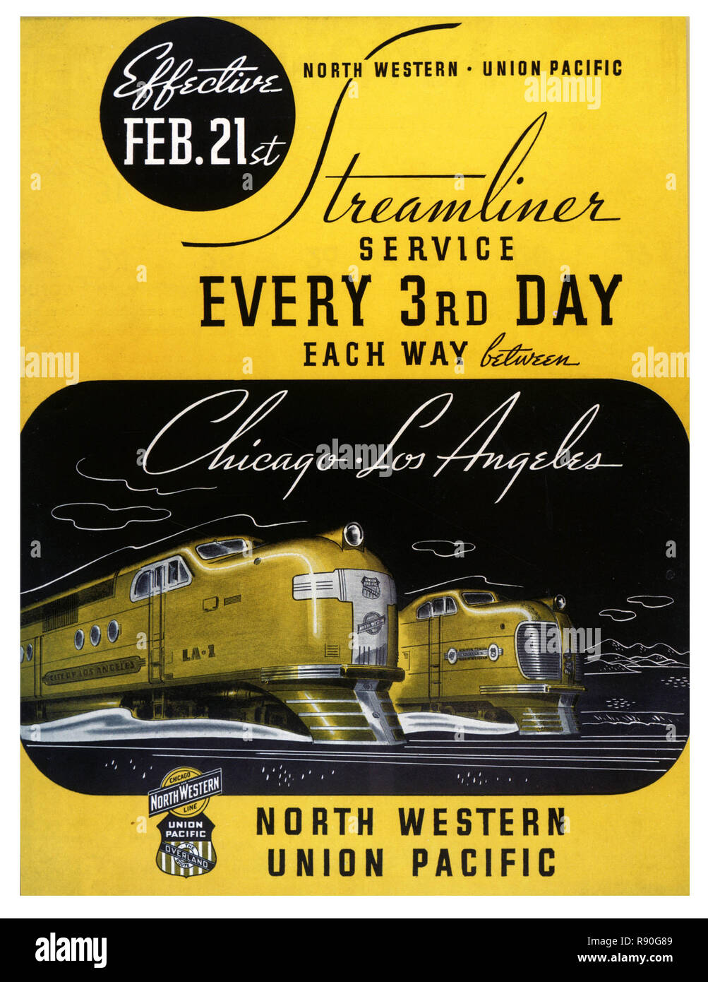 Streamliner Service Every Third Day - Vintage U.S  advertising Poster Stock Photo