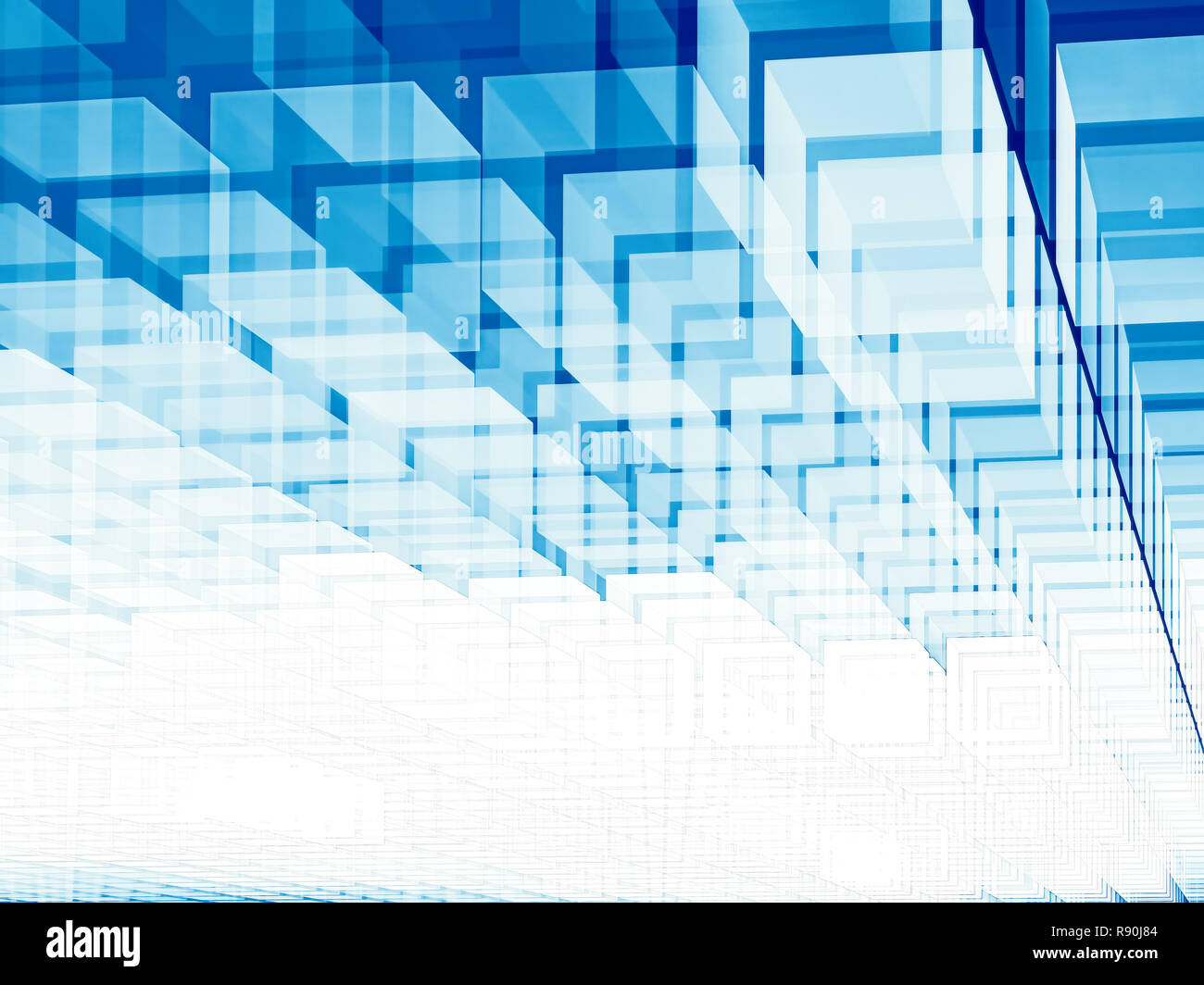 Flying 3d cube blue white hi-res stock photography and images - Alamy