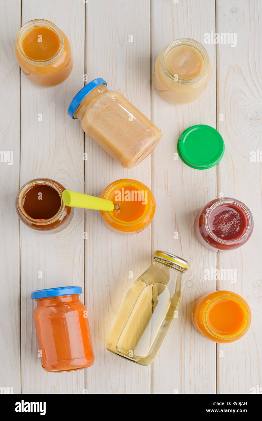 Opened baby food jars Stock Photo Alamy