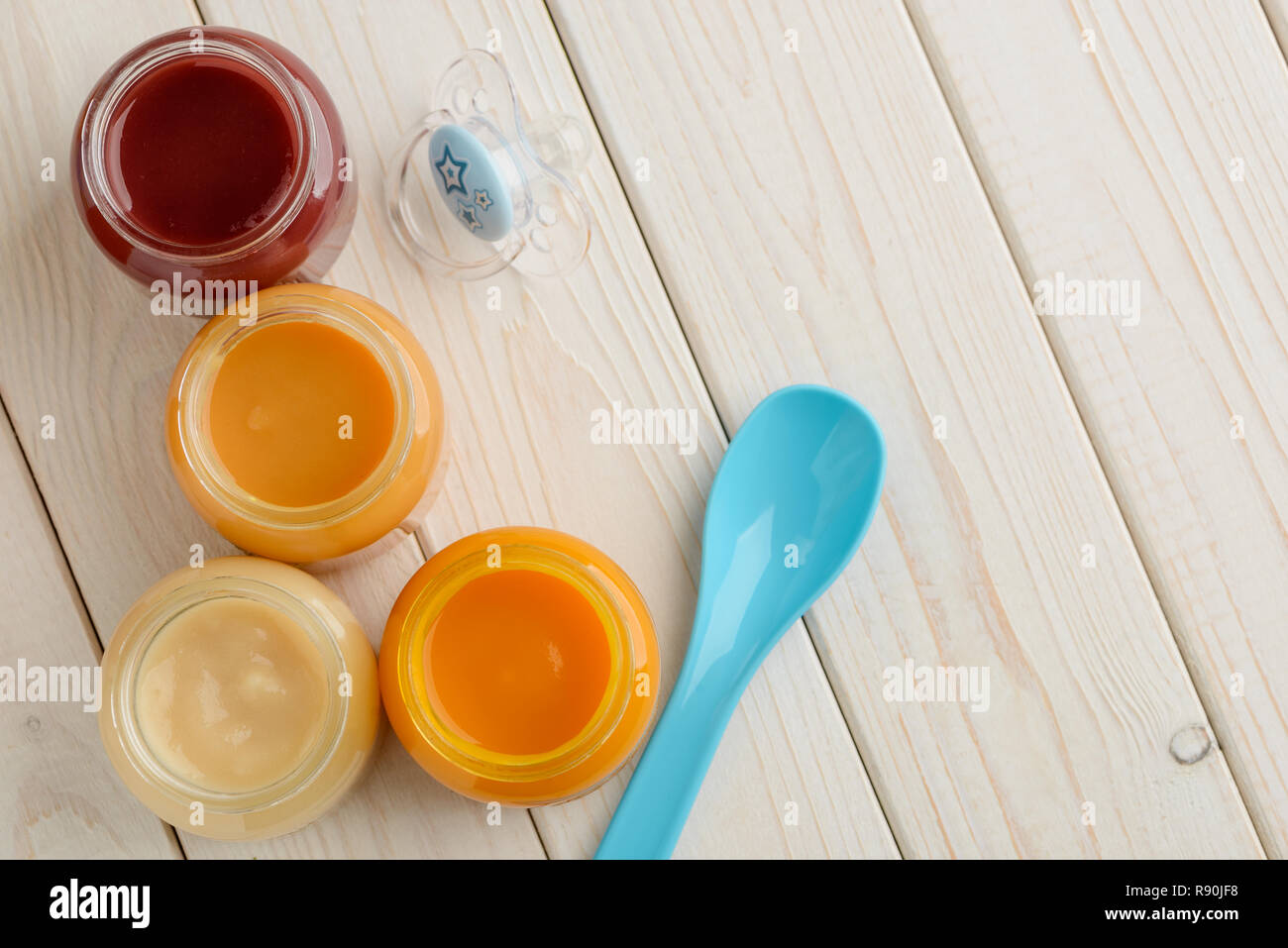 Jars of baby food Stock Photo