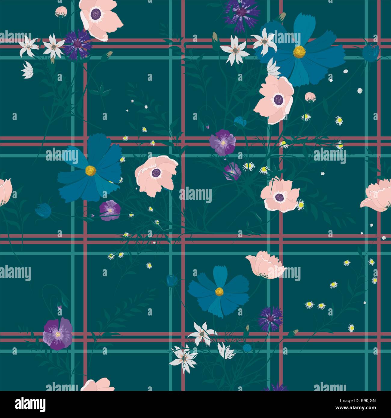 Seamless vector floral pattern with wild flowers Stock Vector Image ...