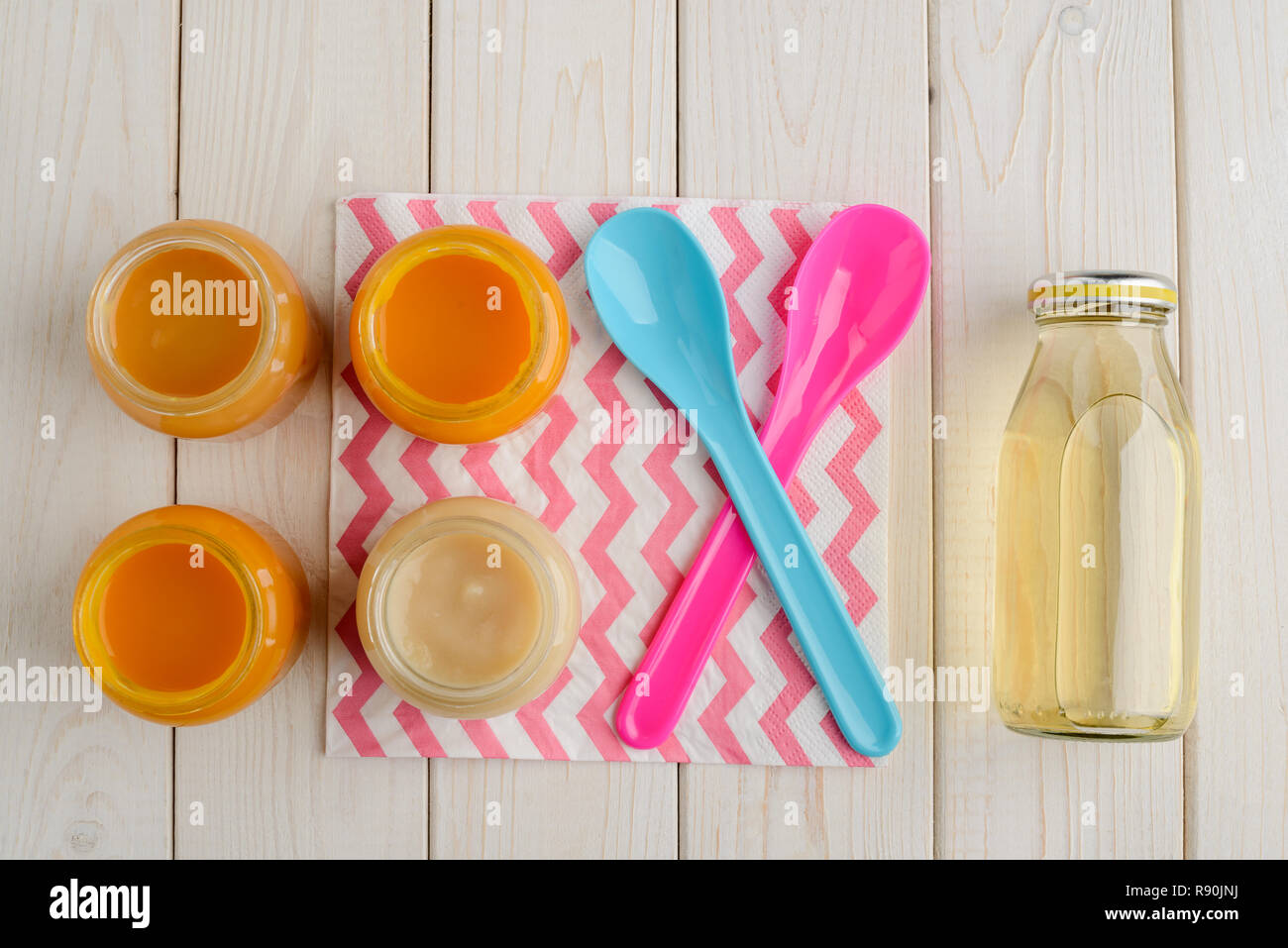 Baby food jars and spoons Stock Photo Alamy