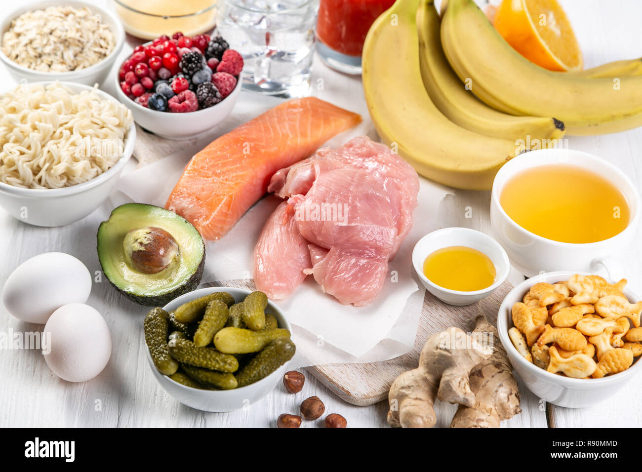 Selection of food that helps with hangover Stock Photo Alamy