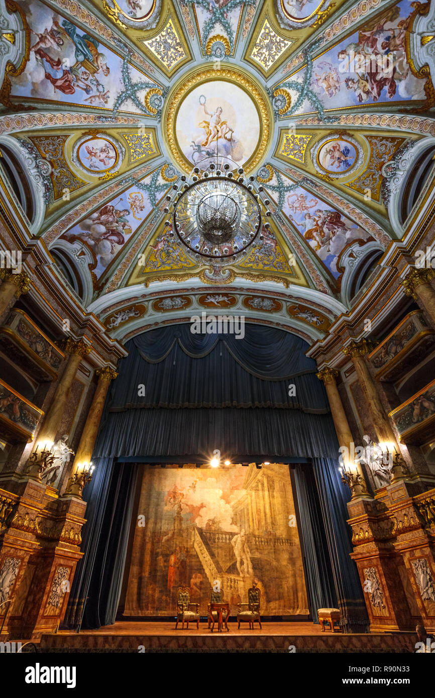 Exclusive Images of the Theatre In the Royal Palace of Caserta, Italy (Teatro di Corte Opera di Vanvitelli 1769, Reggia di Caserta) Stock Photo