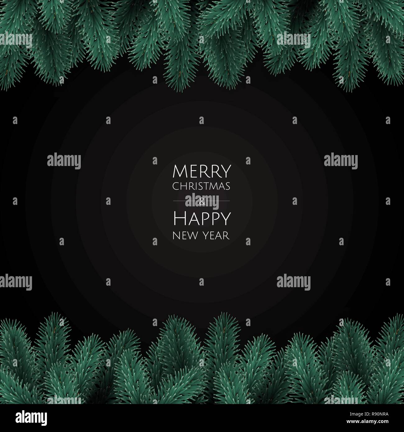 Banner with vector christmas tree branches and space for text. Stock Vector