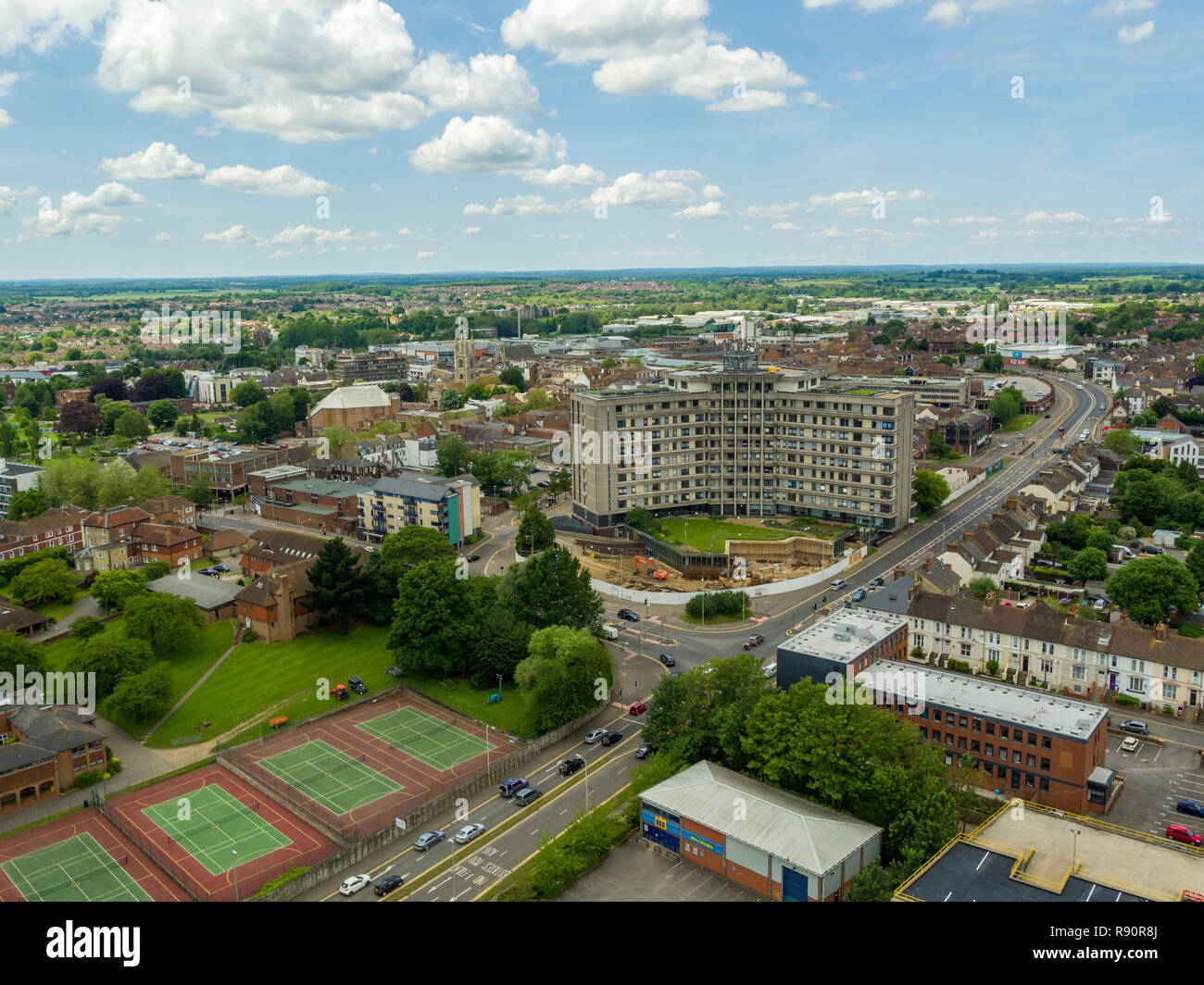 Aerial View Of The Panorama Building And Ashford Town Centre Kent UK Aerial View Of The Panorama Building And Ashford Town Centre Kent UK