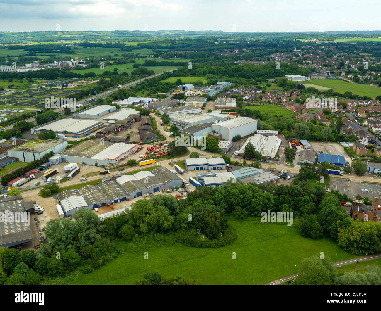Aerial view of Henwood industrial estate, Ashford, Kent, UK Stock Photo